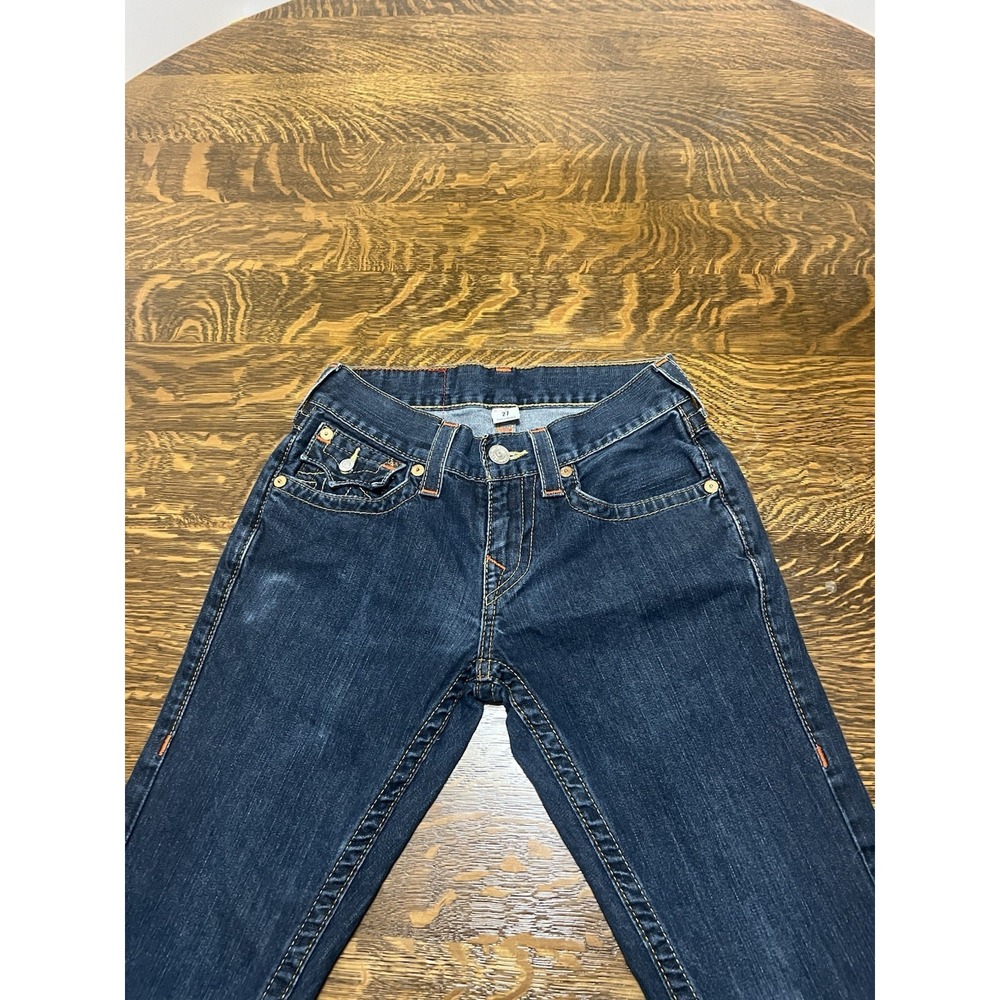 Vintage True Religion Skinny Jeans Womens 27 Dark Wash Flap Pocket Y2K - Picture 4 of 8